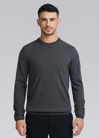 Sandbanks Merino Wool Crew Neck Jumper - Anthracite