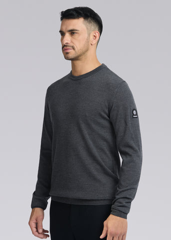 Sandbanks Merino Wool Crew Neck Jumper - Anthracite