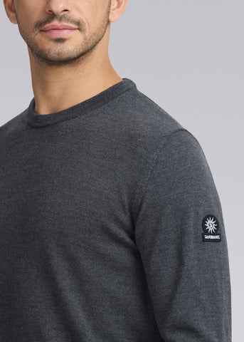 Sandbanks Merino Wool Crew Neck Jumper - Anthracite