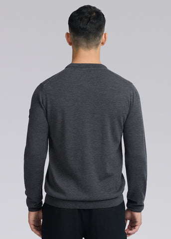 Sandbanks Merino Wool Crew Neck Jumper - Anthracite