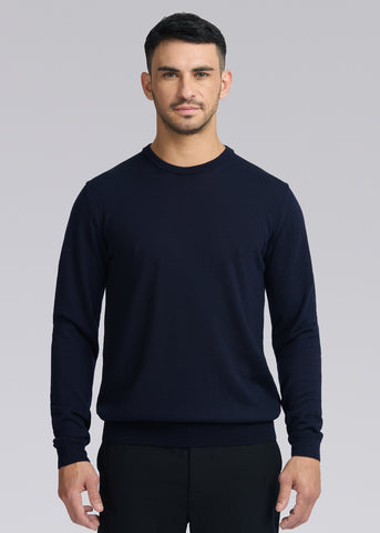 Sandbanks Merino Wool Crew Neck Jumper - Navy