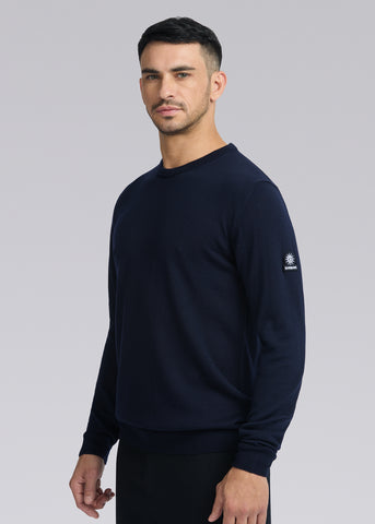 Sandbanks Merino Wool Crew Neck Jumper - Navy