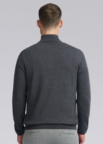 Sandbanks Merino Wool Quarter Zip Knitted Jumper - Anthracite