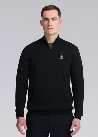 Sandbanks Merino Wool Quarter Zip Jumper - Black