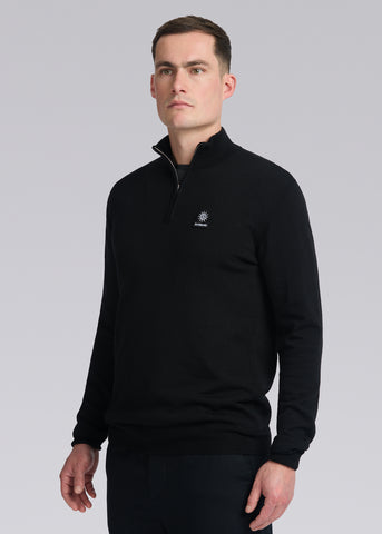 Sandbanks Merino Wool Quarter Zip Jumper - Black