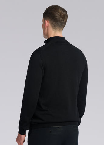 Sandbanks Merino Wool Quarter Zip Jumper - Black