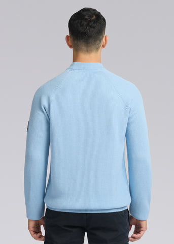 Sandbanks Mock Neck Merino Wool Jumper - Crystal Blue