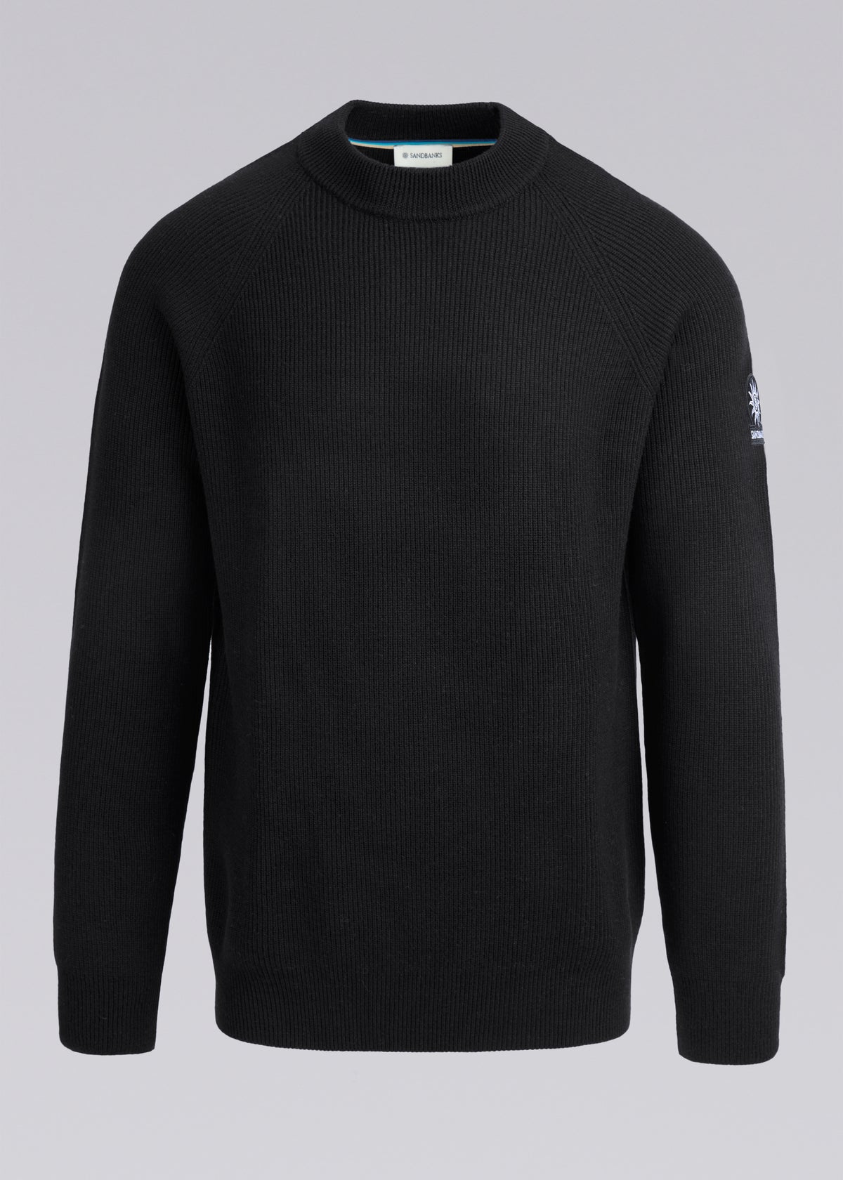 Sandbanks Mock Neck Merino Wool Jumper - Black