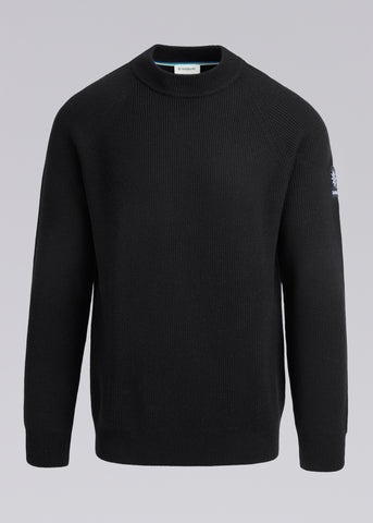 Sandbanks Mock Neck Merino Wool Jumper - Black