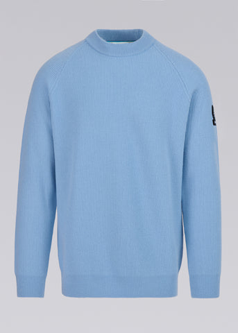 Sandbanks Mock Neck Merino Wool Jumper - Crystal Blue