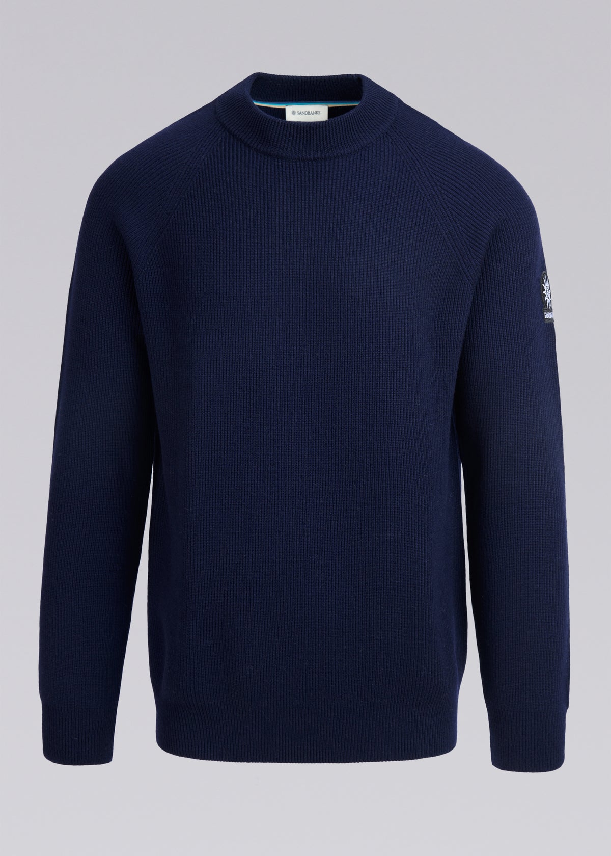 Sandbanks Mock Neck Merino Wool Jumper - Navy