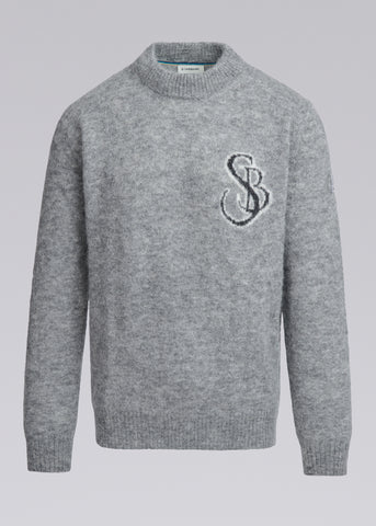 Sandbanks SB Intarsia Alpaca-Blend Jumper - Grey Marl