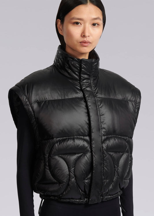 Sandbanks Monogram Cropped Gilet/Puffer - Black