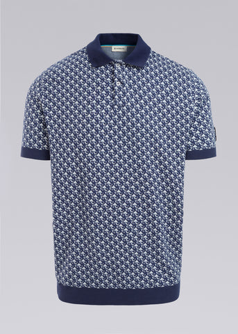 Sandbanks Jacquard Monogram Polo Shirt - Navy