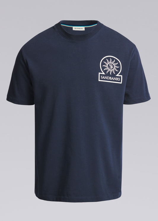 Sandbanks Raised Rubber Print T-Shirt - Navy