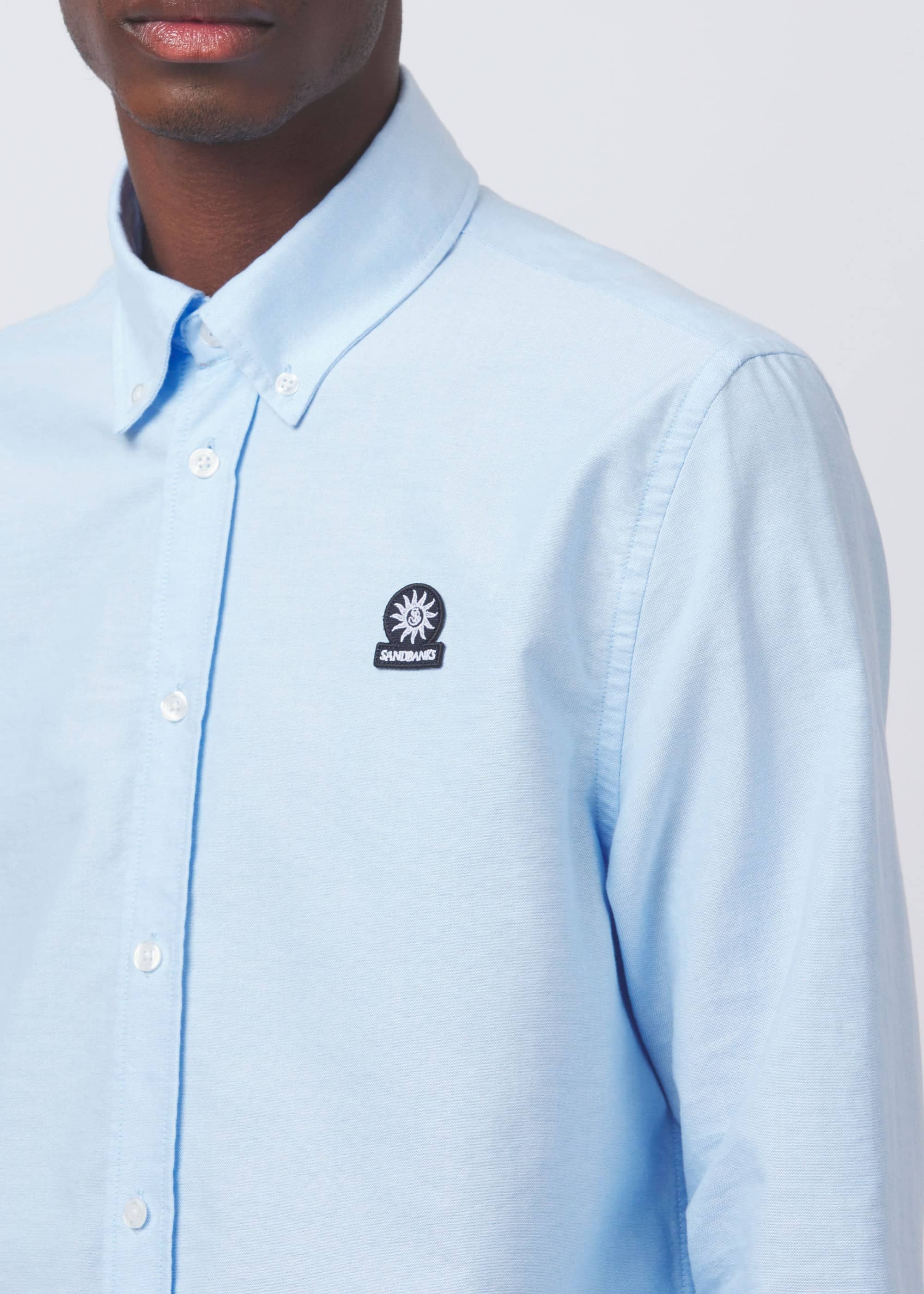 Sandbanks Badge Logo Oxford Shirt - Oxford Blue