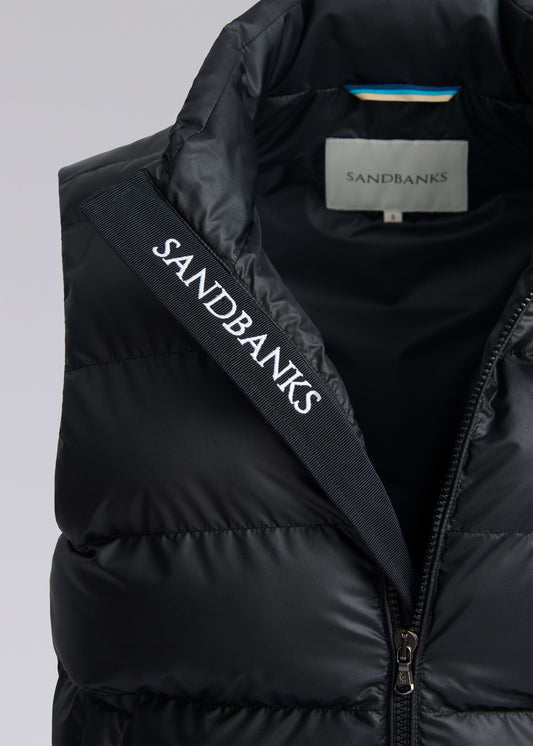 Sandbanks Pebble Funnel Neck Gilet - Black