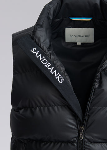 Sandbanks Pebble Funnel Neck Gilet - Black