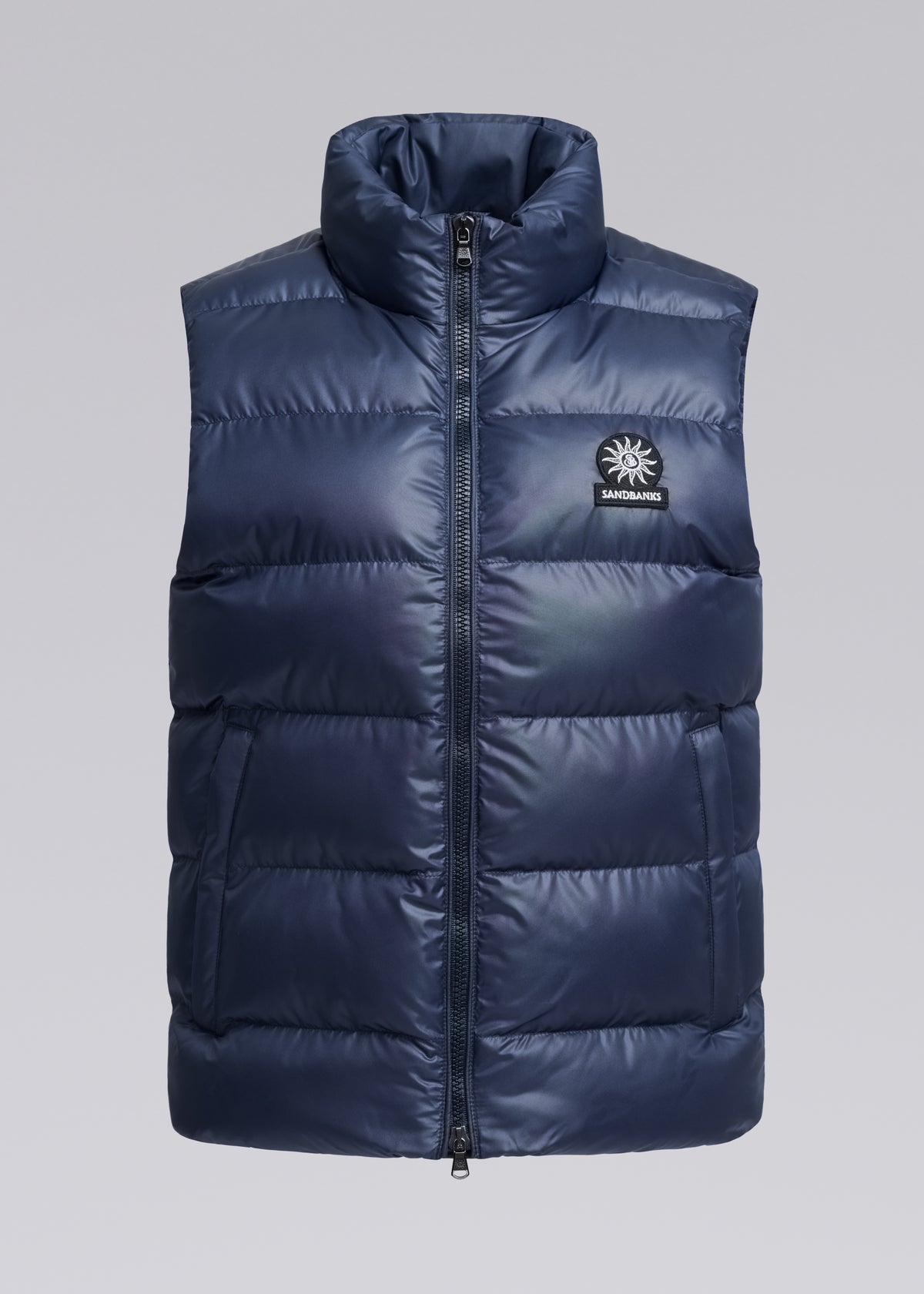 Sandbanks Pebble Funnel Neck Long Gilet - Navy