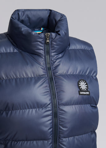 Sandbanks Pebble Funnel Neck Long Gilet - Navy