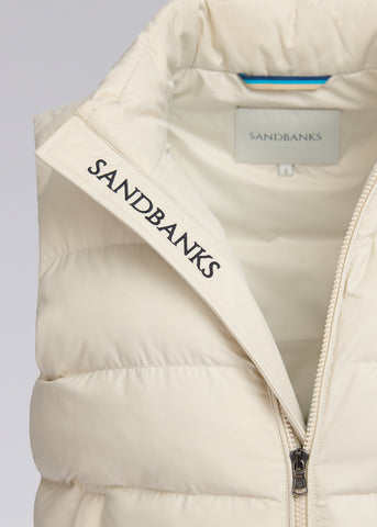 Sandbanks Pebble Funnel Neck Gilet - Stone