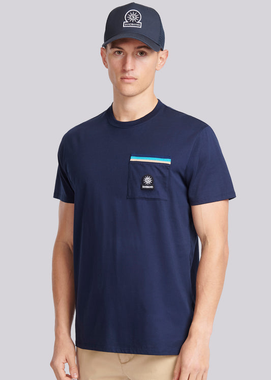 Sandbanks Mercerised Pocket T-Shirt - Navy