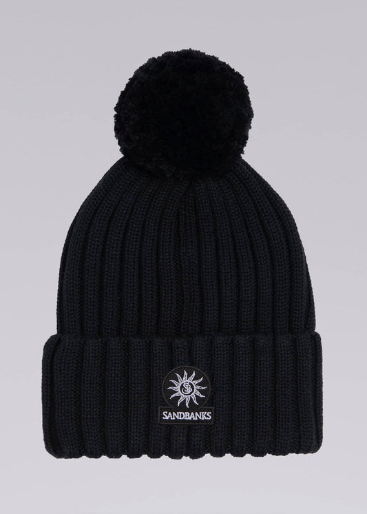 Sandbanks Women's Pompom Merino Wool Beanie - Black