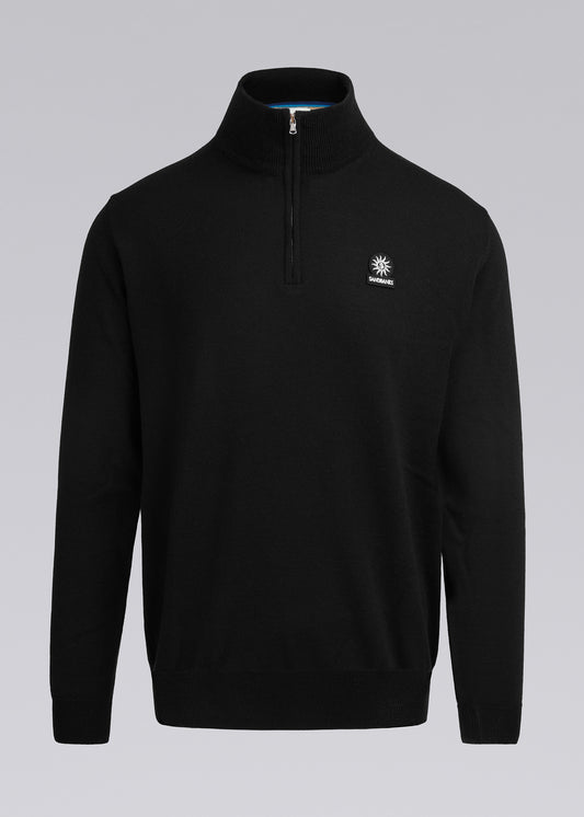 Sandbanks Merino Wool Quarter Zip Jumper - Black