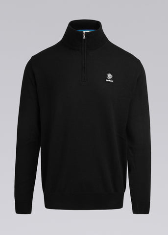 Sandbanks Merino Wool Quarter Zip Jumper - Black