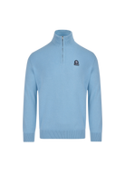 Sandbanks Merino Wool Quarter Zip Jumper in Crystal Blue