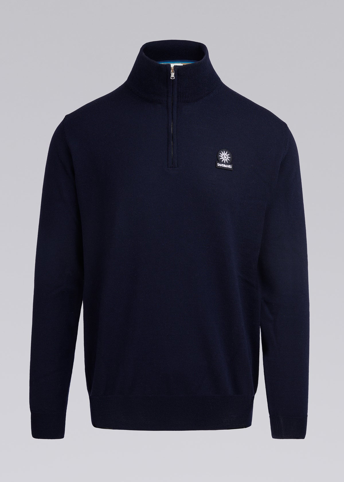 Sandbanks Merino Wool Quarter Zip Jumper - Navy