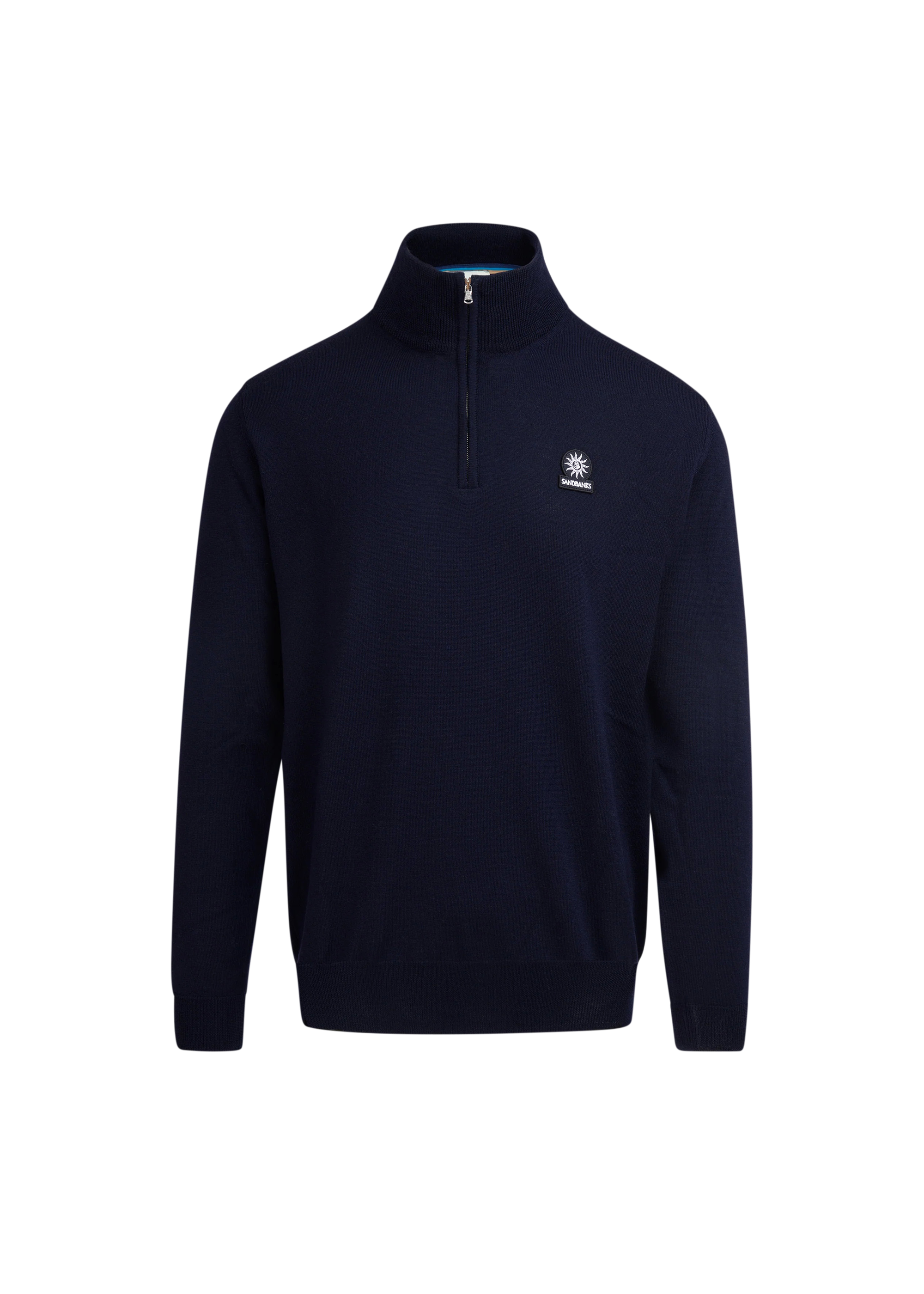 Sandbanks Merino Wool Quarter Zip Jumper - Navy