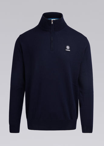 Sandbanks Merino Wool Quarter Zip Jumper - Navy