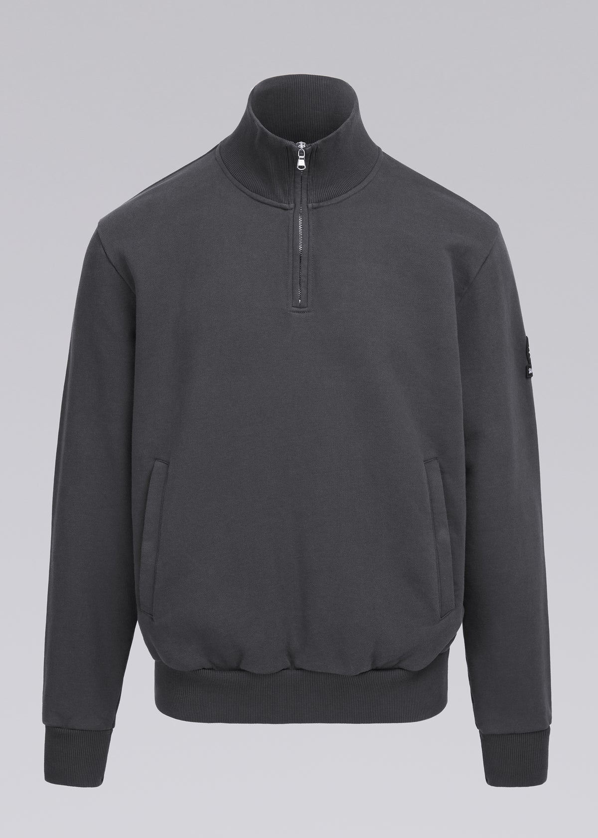 Sandbanks Badge Logo Quarter Zip Sweatshirt - Anthracite