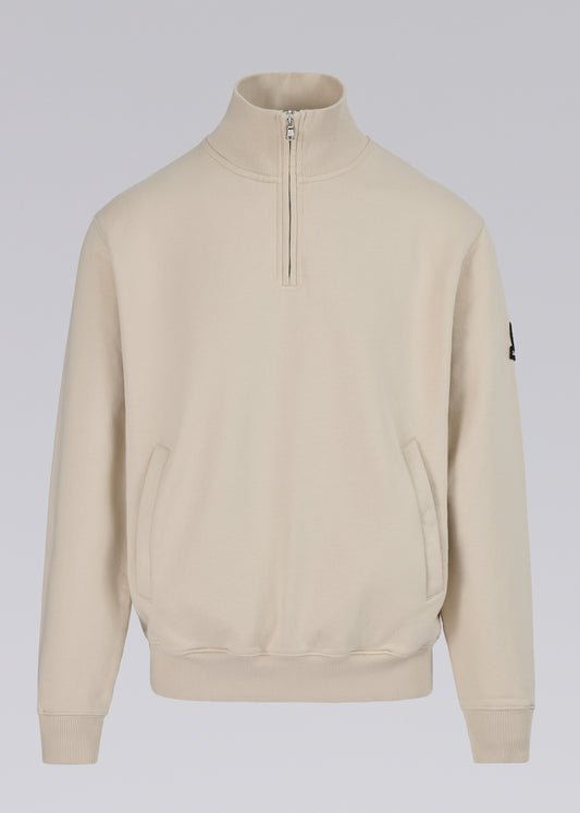 Sandbanks Badge Logo Quarter Zip Sweatshirt - Stone