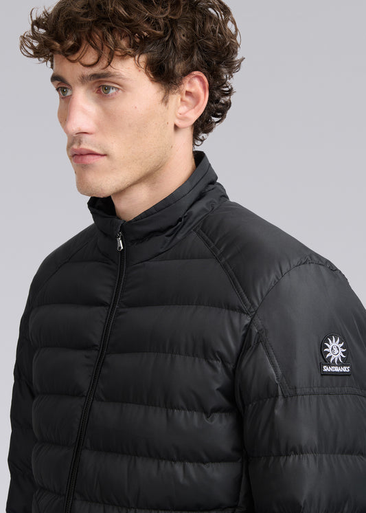 Sandbanks Racer Biker Micro Puffer Jacket - Black