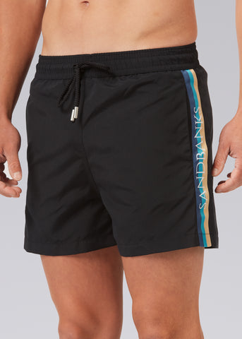 Sandbanks Retro Swim Shorts - Black - Sandbanks