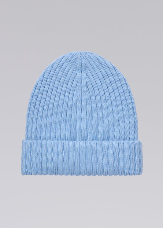 Sandbanks Badge Logo Merino Wool Beanie - Crystal Blue