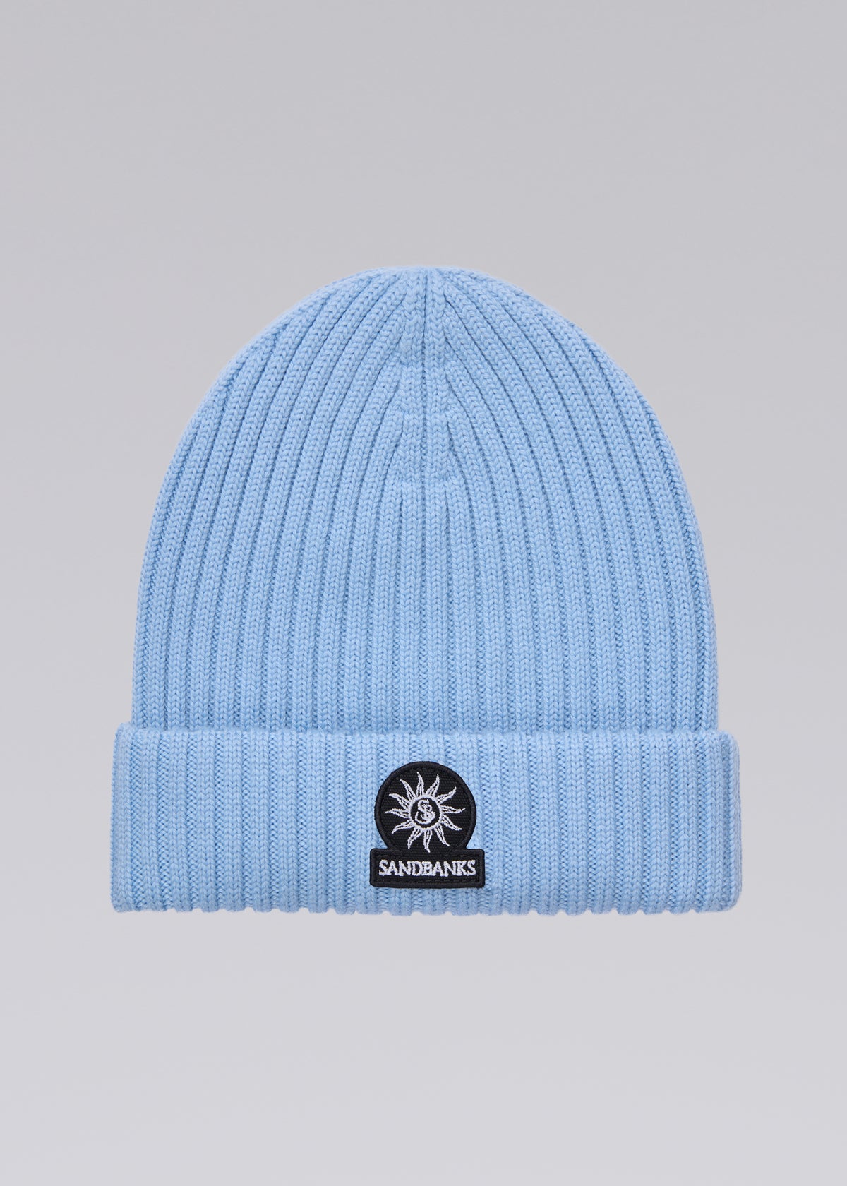 Sandbanks Badge Logo Merino Wool Beanie - Crystal Blue