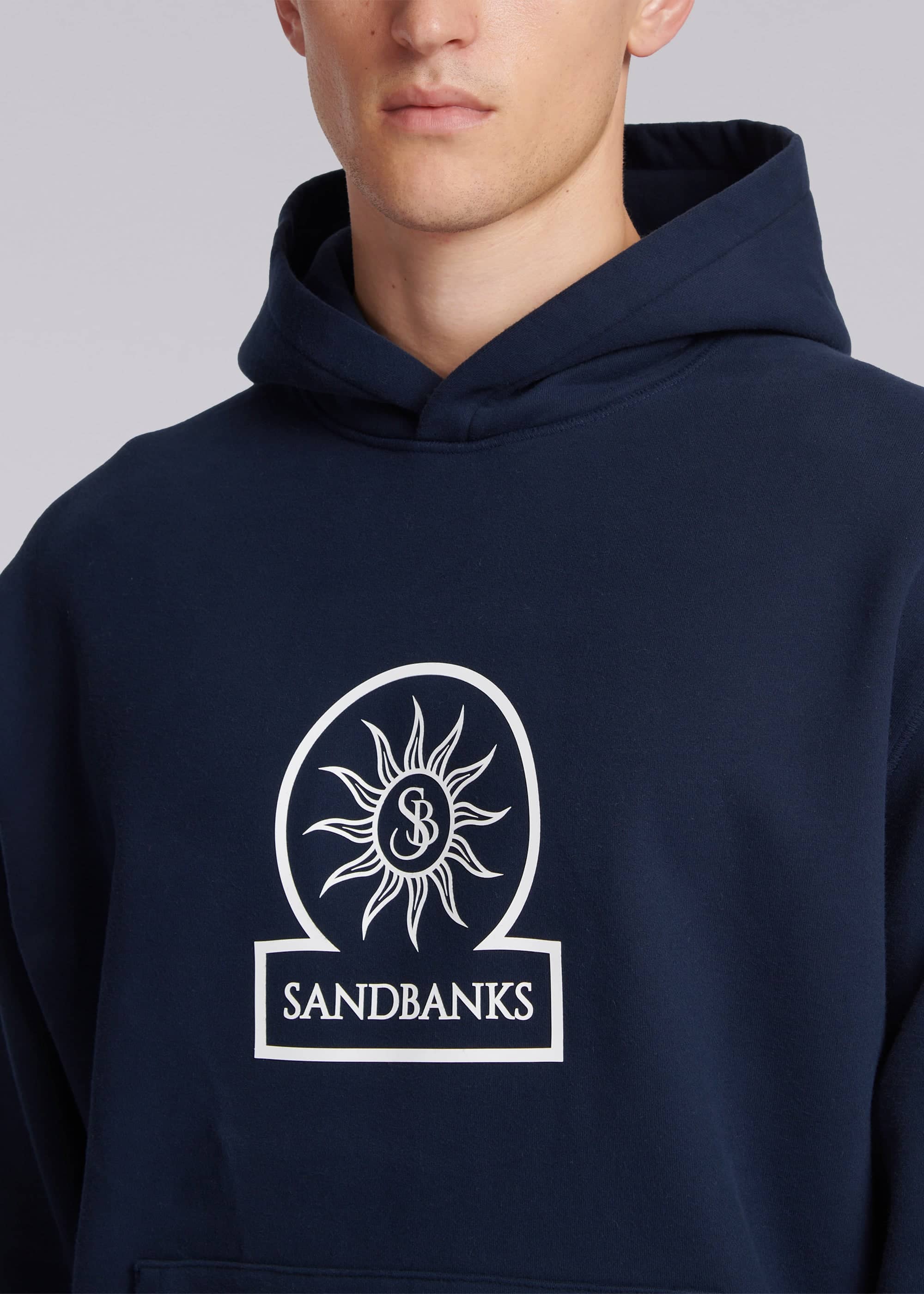 Sandbanks Raised Rubber Logo Hoodie - Navy