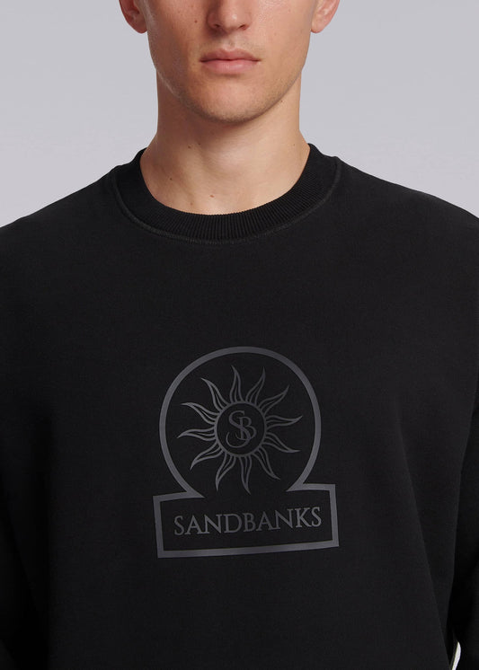 Sandbanks Raised Rubber Logo Sweatshirt - Black