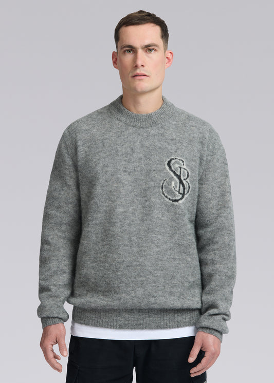 Sandbanks SB Intarsia Alpaca-Blend Jumper - Grey Marl