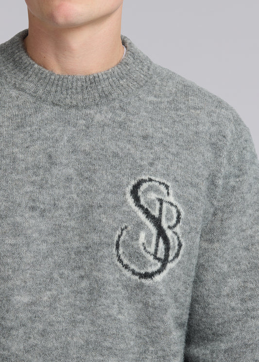 Sandbanks SB Intarsia Alpaca-Blend Jumper - Grey Marl