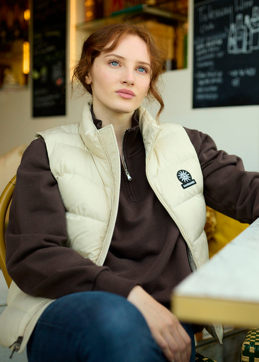 Sandbanks Pebble Funnel Neck Gilet - Stone