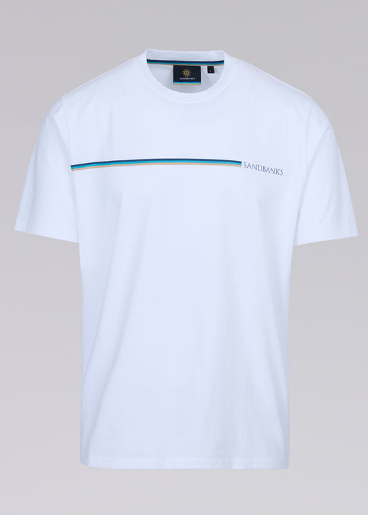 Sandbanks Tri-colour Stripe T-Shirt - White