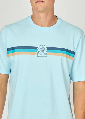 Sandbanks Tri-colour Logo T-Shirt - Crystal Blue