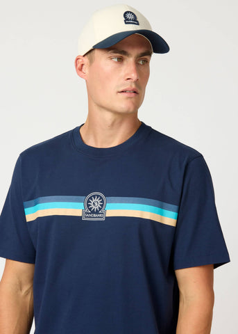 Sandbanks Tri-colour Logo T-Shirt - Navy