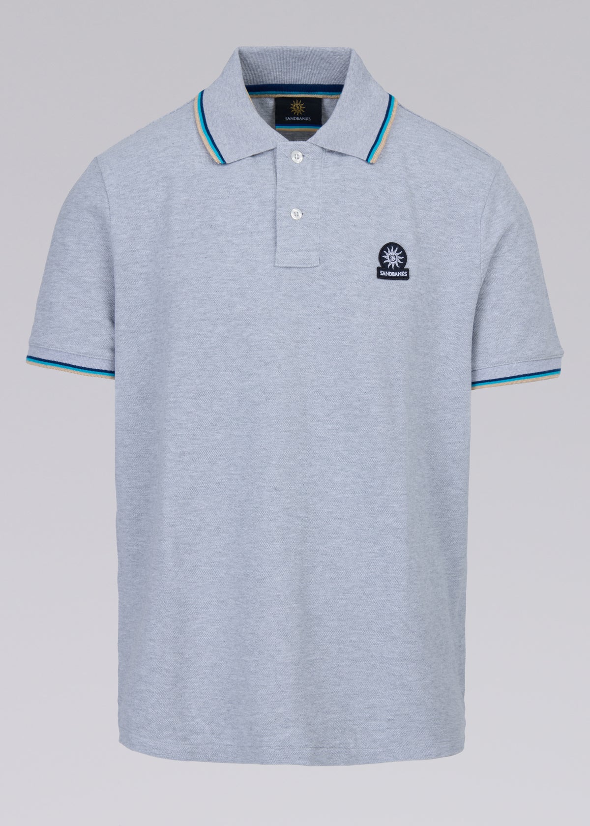 Sandbanks Badge Logo Polo Shirt - Grey Marl