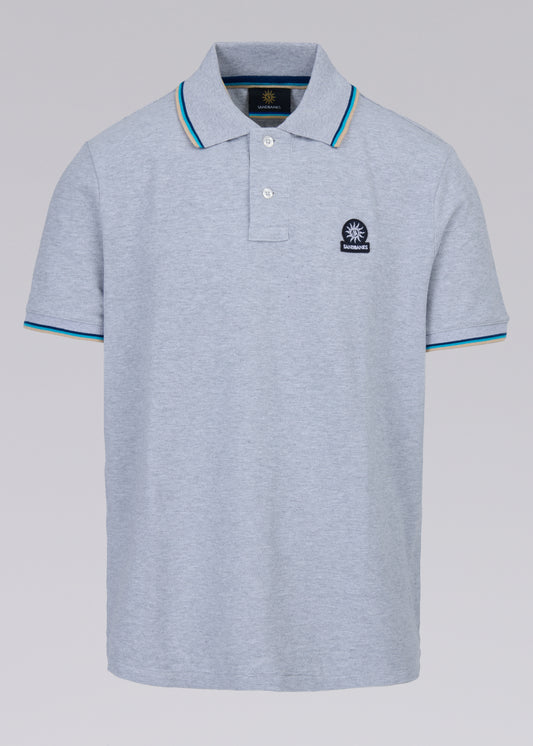 Sandbanks Badge Logo Polo Shirt - Grey Marl