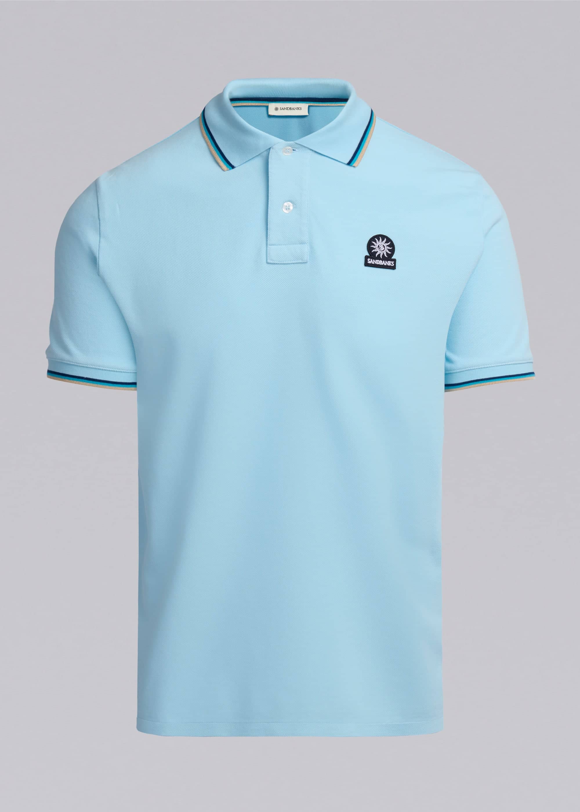Sandbanks Badge Logo Polo Shirt - Crystal Blue - Sandbanks